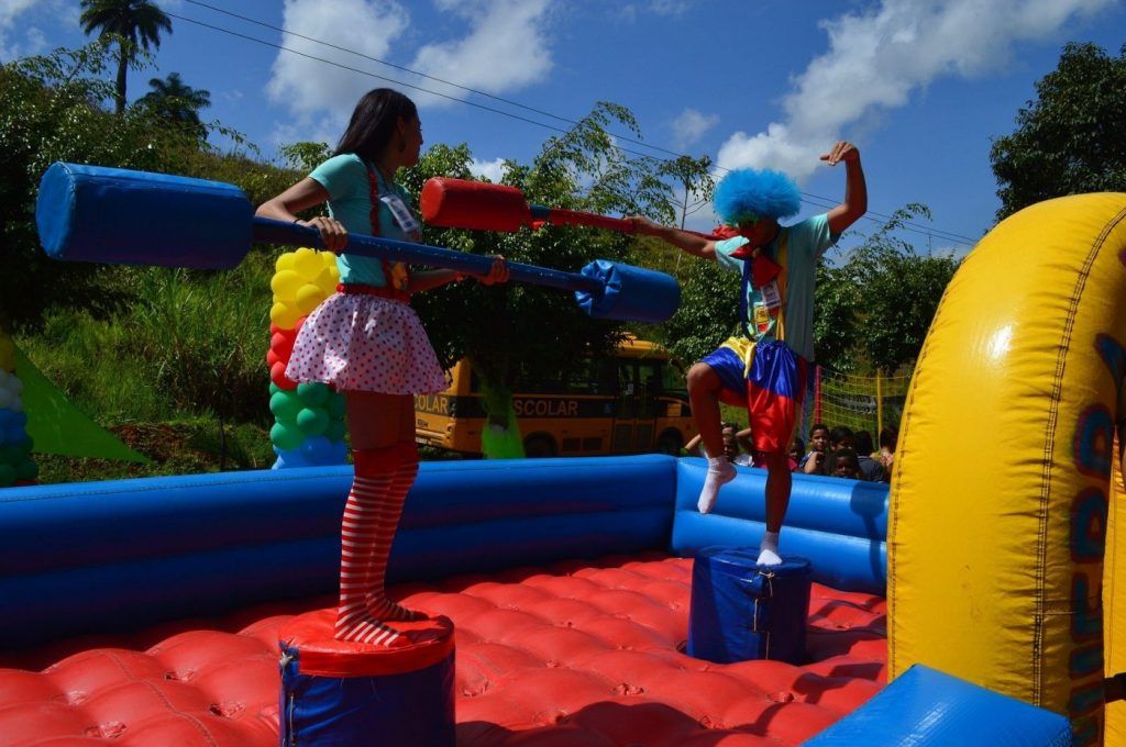 Kids having fun jousting.