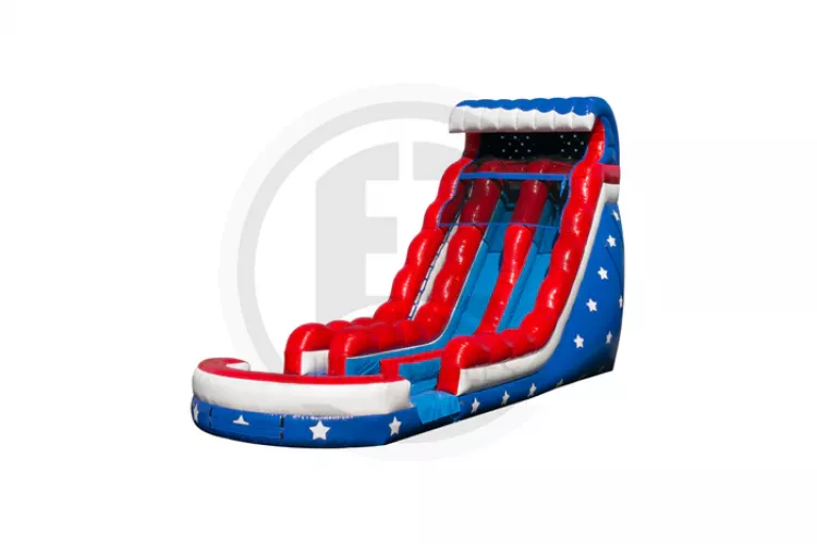 18ft Patriotic Wave Double Lane Water Slide