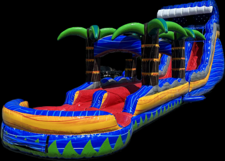 18ft Tropical Fireblast Double Lane Water Slide