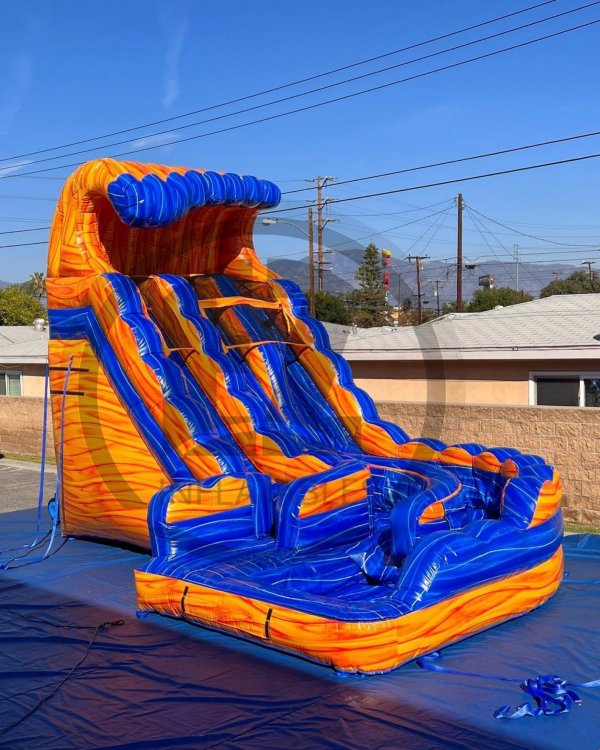 18ft Ice & Fire Curvy Double Lane Water Slide