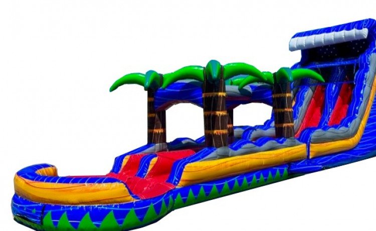 18ft Tropical Fireblast Double Lane Water Slide